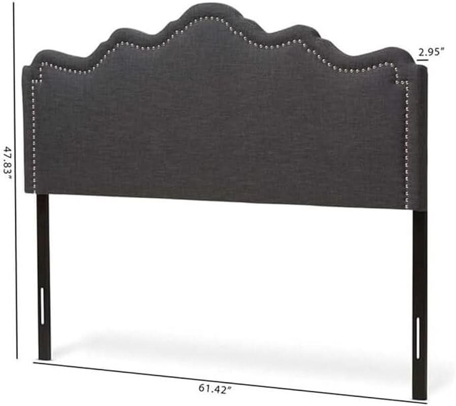 Elegant Upholstered Dark Gray Queen Headboard for Bedrooms