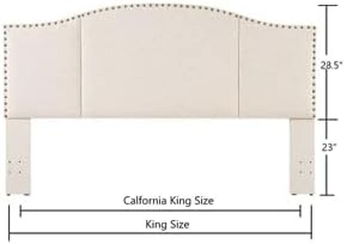 Elegant Upholstered King Size Headboard with Nailhead Trim