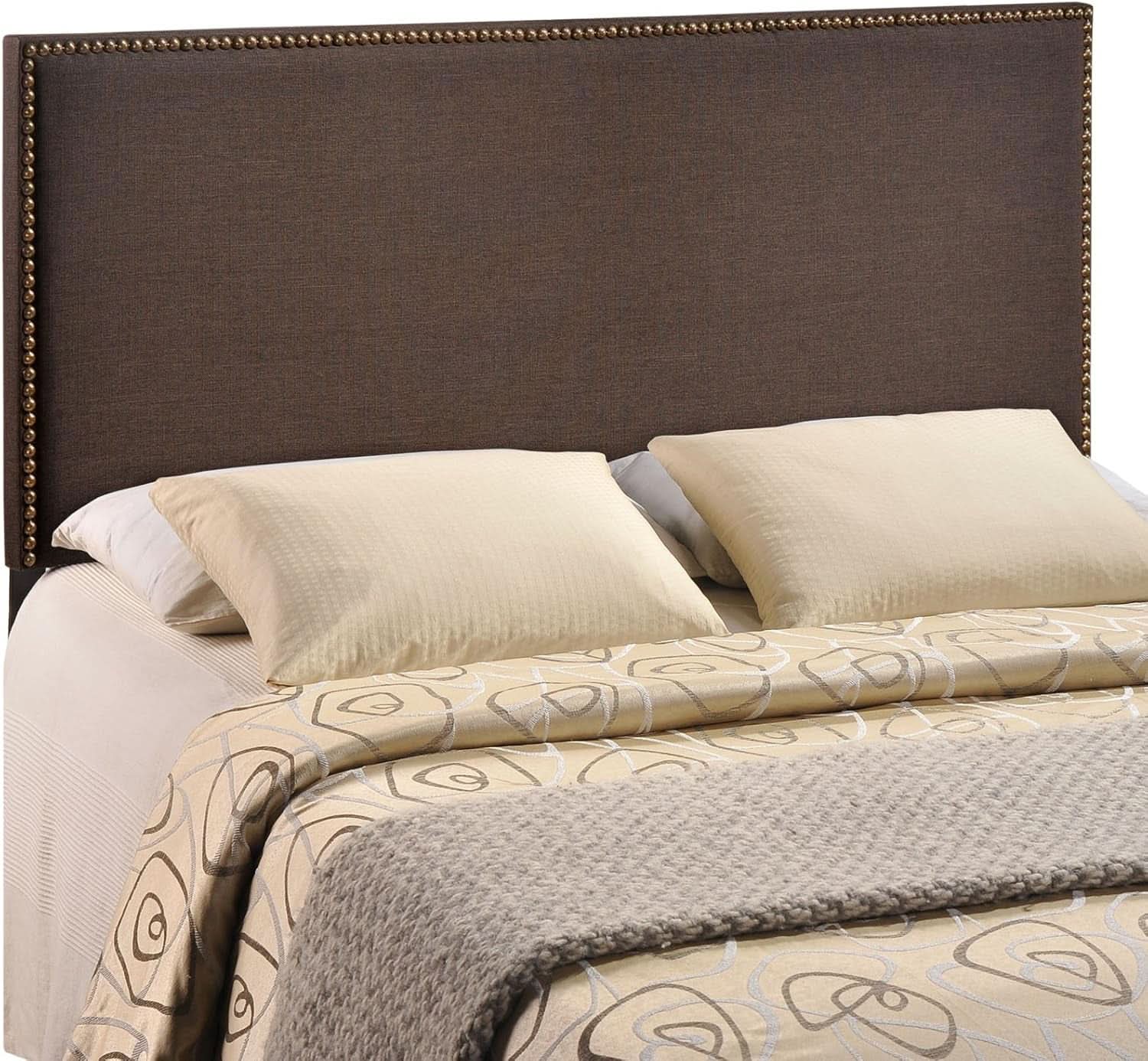 Elegant Upholstered Queen Headboard with Nailhead Trim