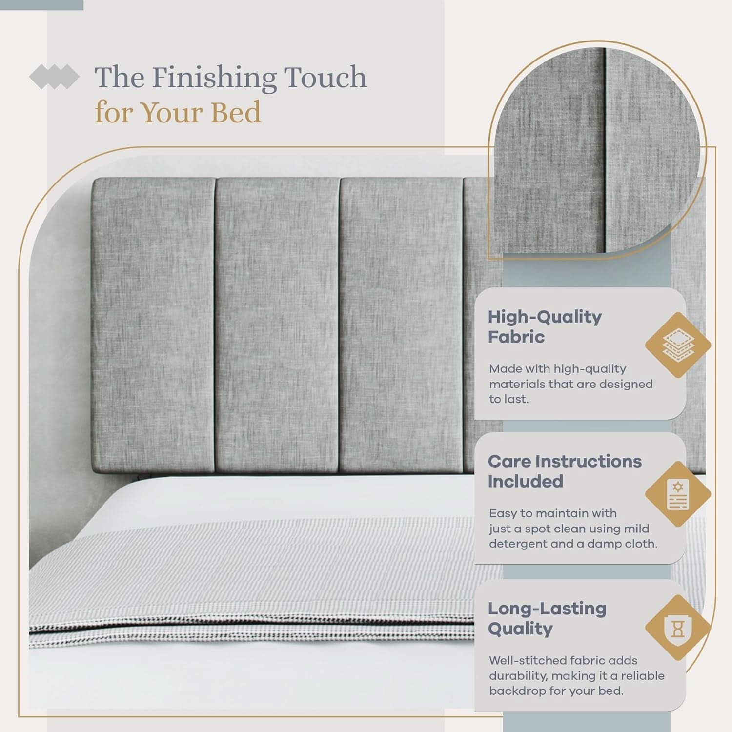 Elegant Vertical Channel Tufted Upholstered Headboard King