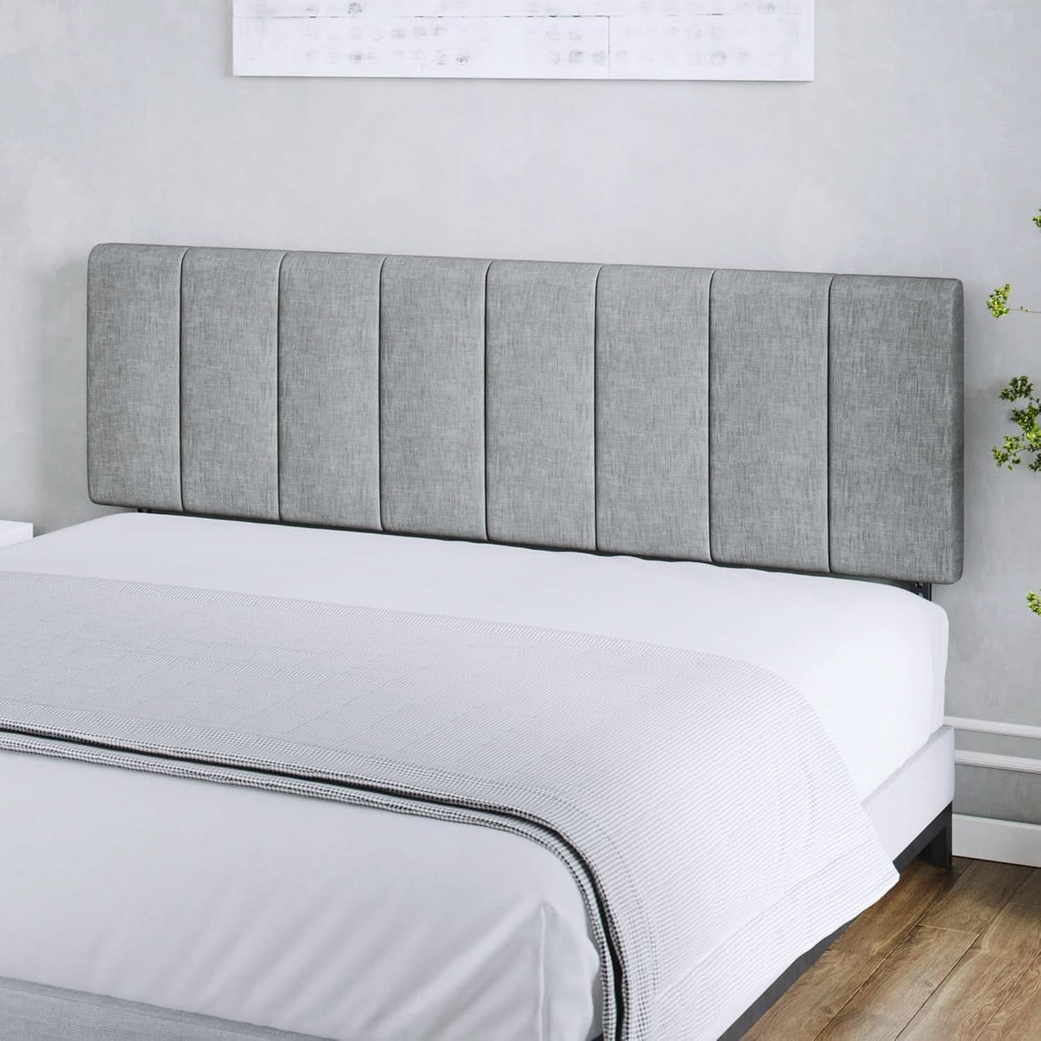 Elegant Vertical Channel Tufted Upholstered Headboard King