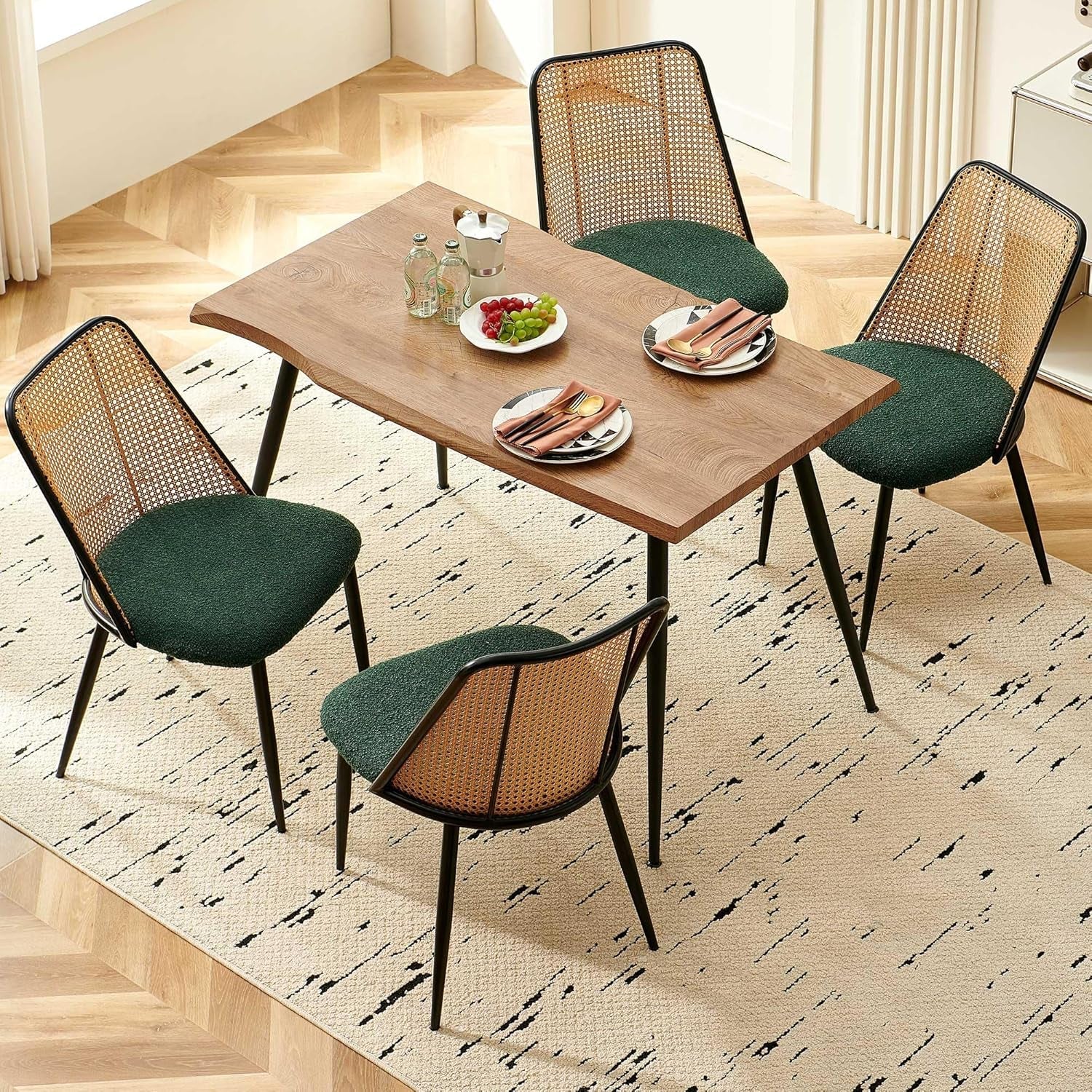 Elegant Walnut Finish 47 Inches Dining Table Set Four