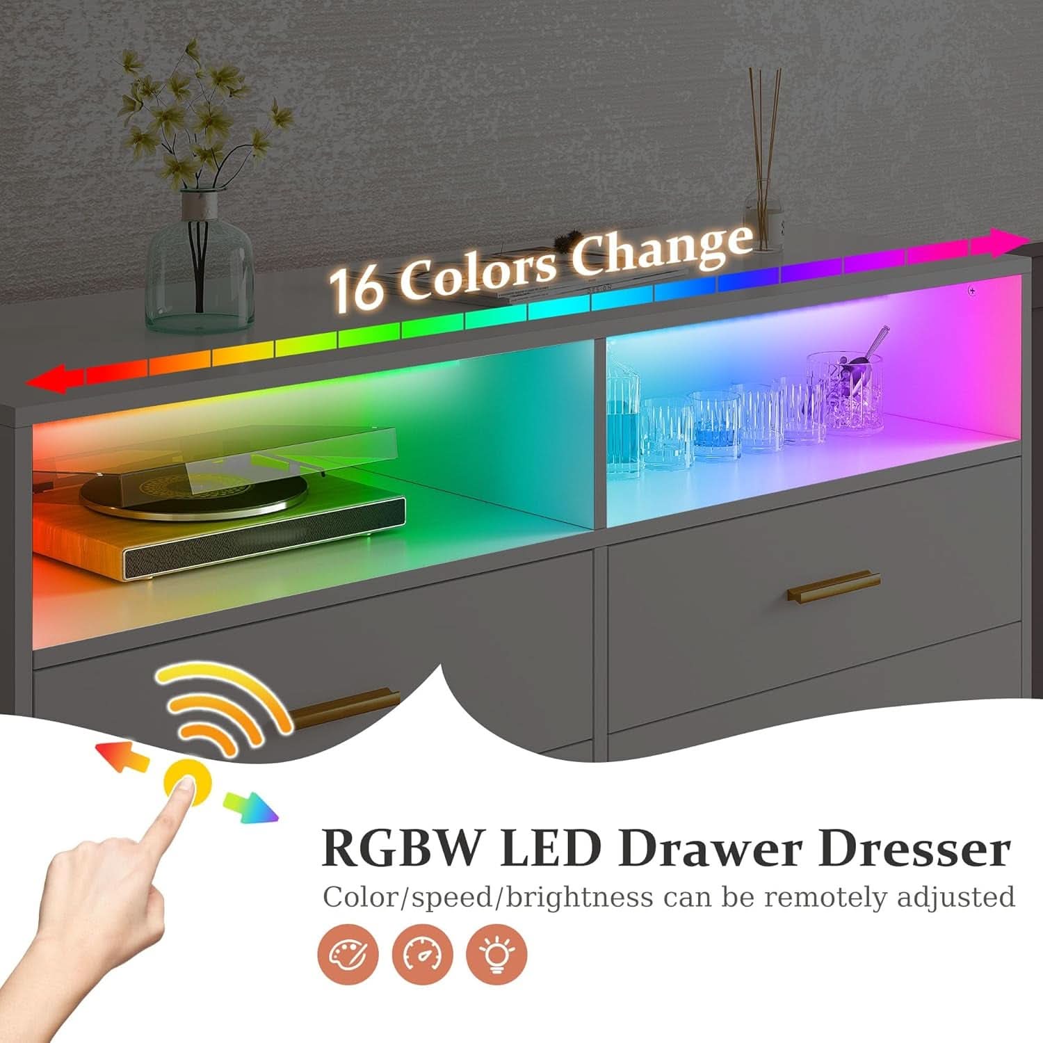 Elegant White Dresser With Integrated LED Lighting