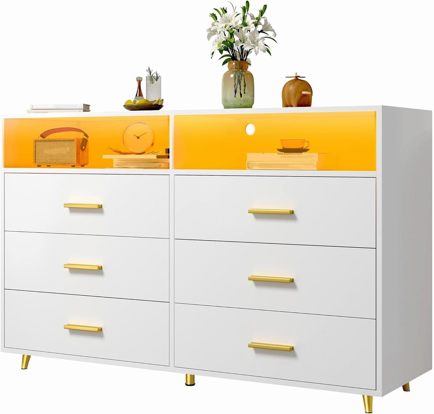 Elegant White Dresser With Integrated LED Lighting