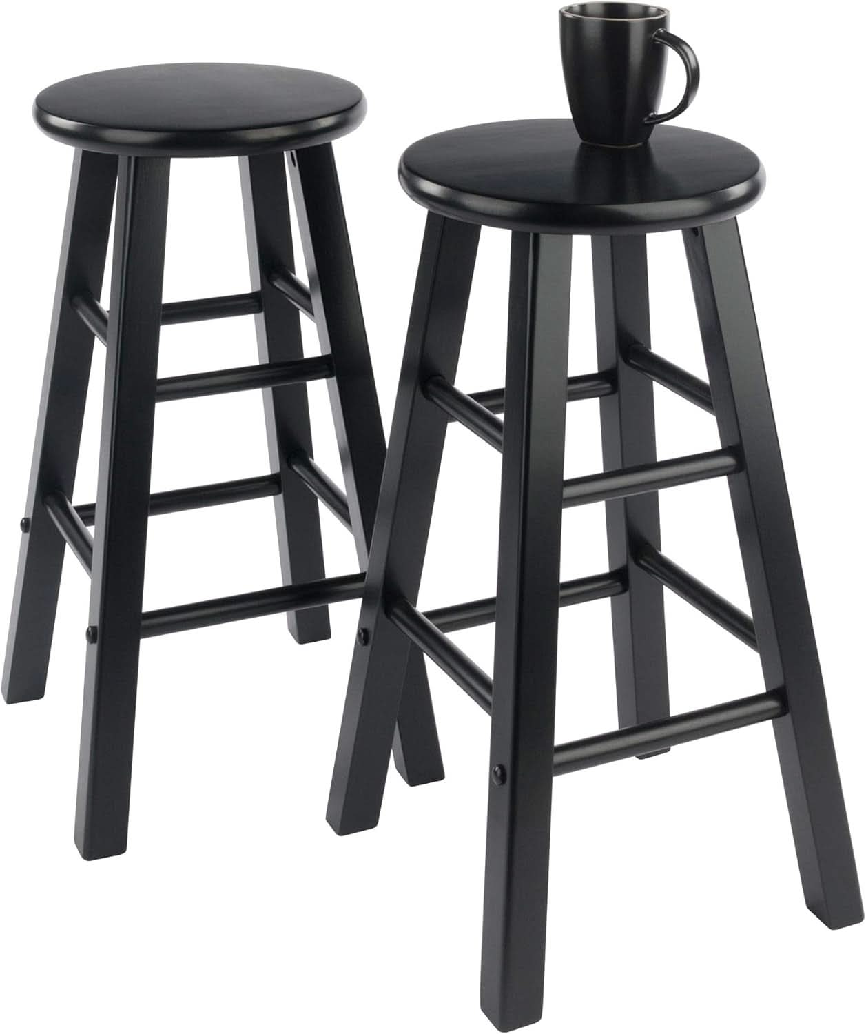 Element 2 Piece 24 Inch Counter Stool Set Black Finish