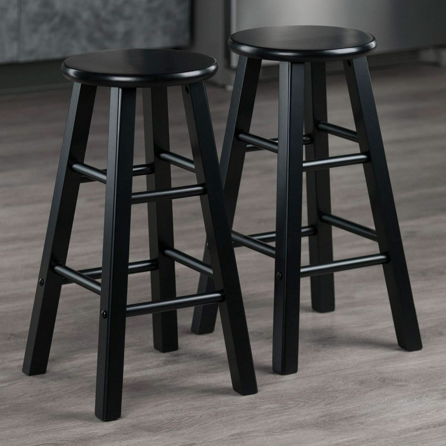Element 2 Piece 24 Inch Counter Stool Set Black Finish