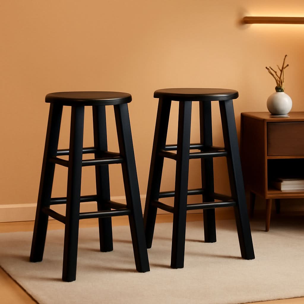 Element 2 Piece 24 Inch Counter Stool Set Black Finish