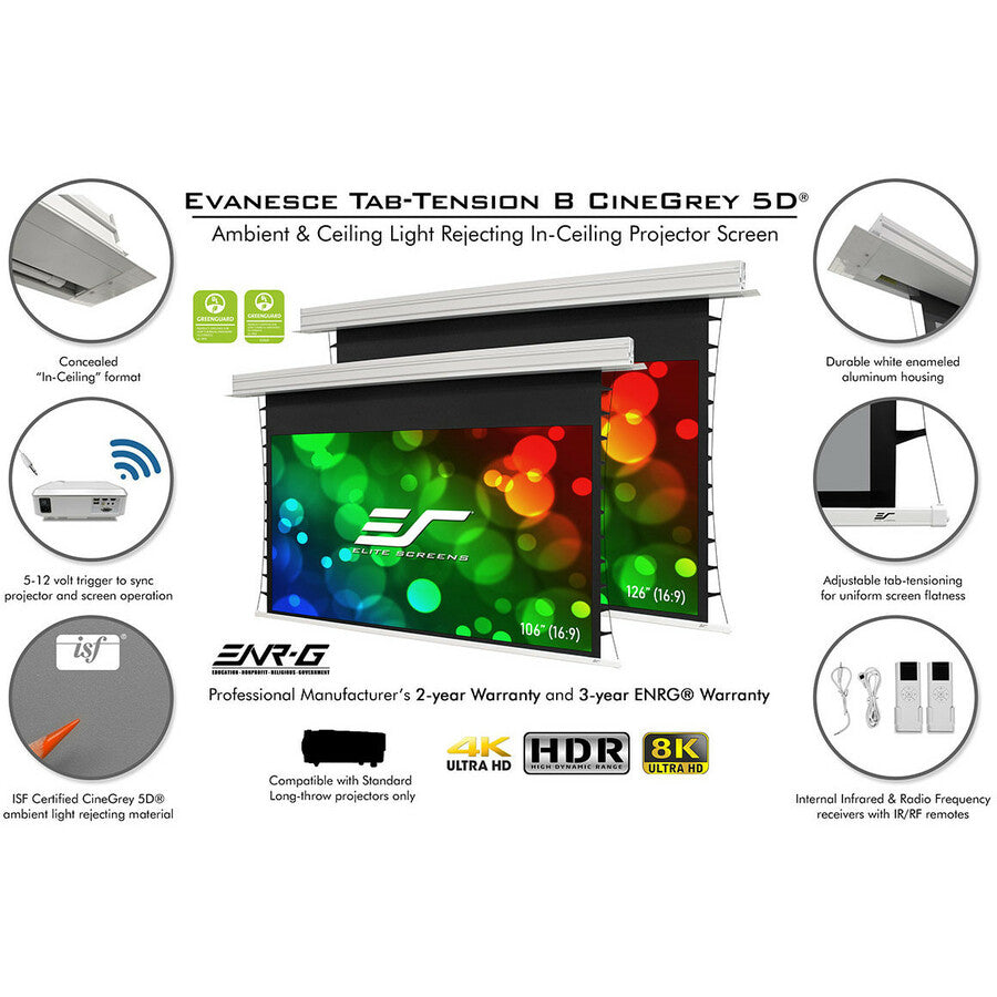 Elite Screens Evanesce Tab-Tension B ETB126HD5-E10 126 Electric Projection Screen"