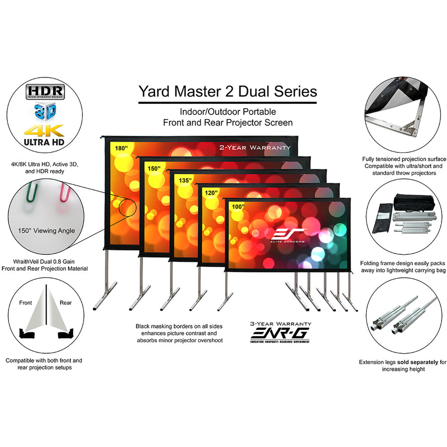 Elite Screens Yard Master 2 Series OMS150H2-DUAL - Outdoor Projector Screen 150"