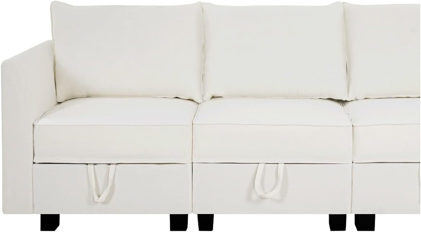 Elizabeth Modern Linen 3 Piece Living Room Set In White