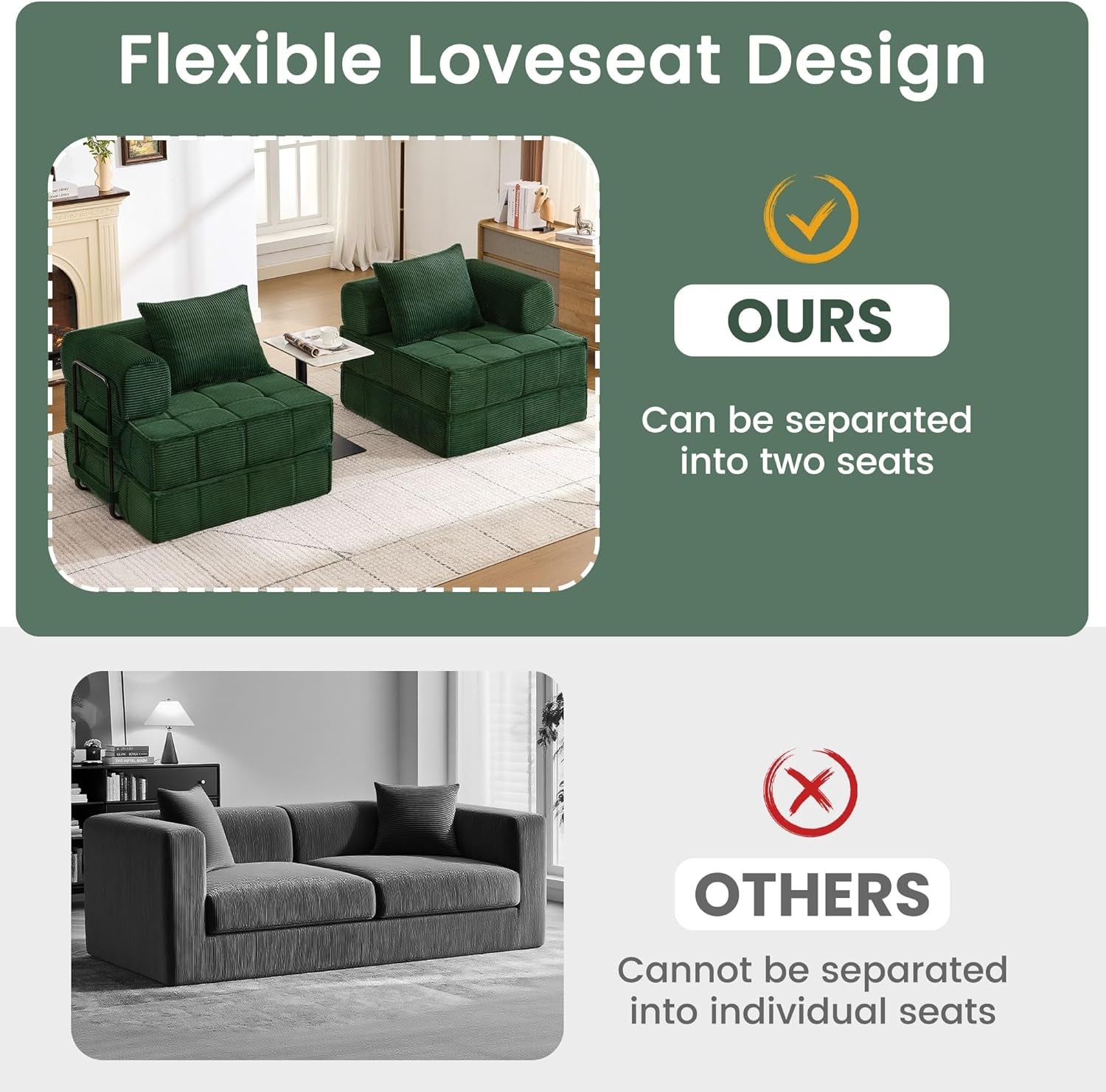 Emerald Green Corduroy SixInOne Convertible Sleeper Sofa