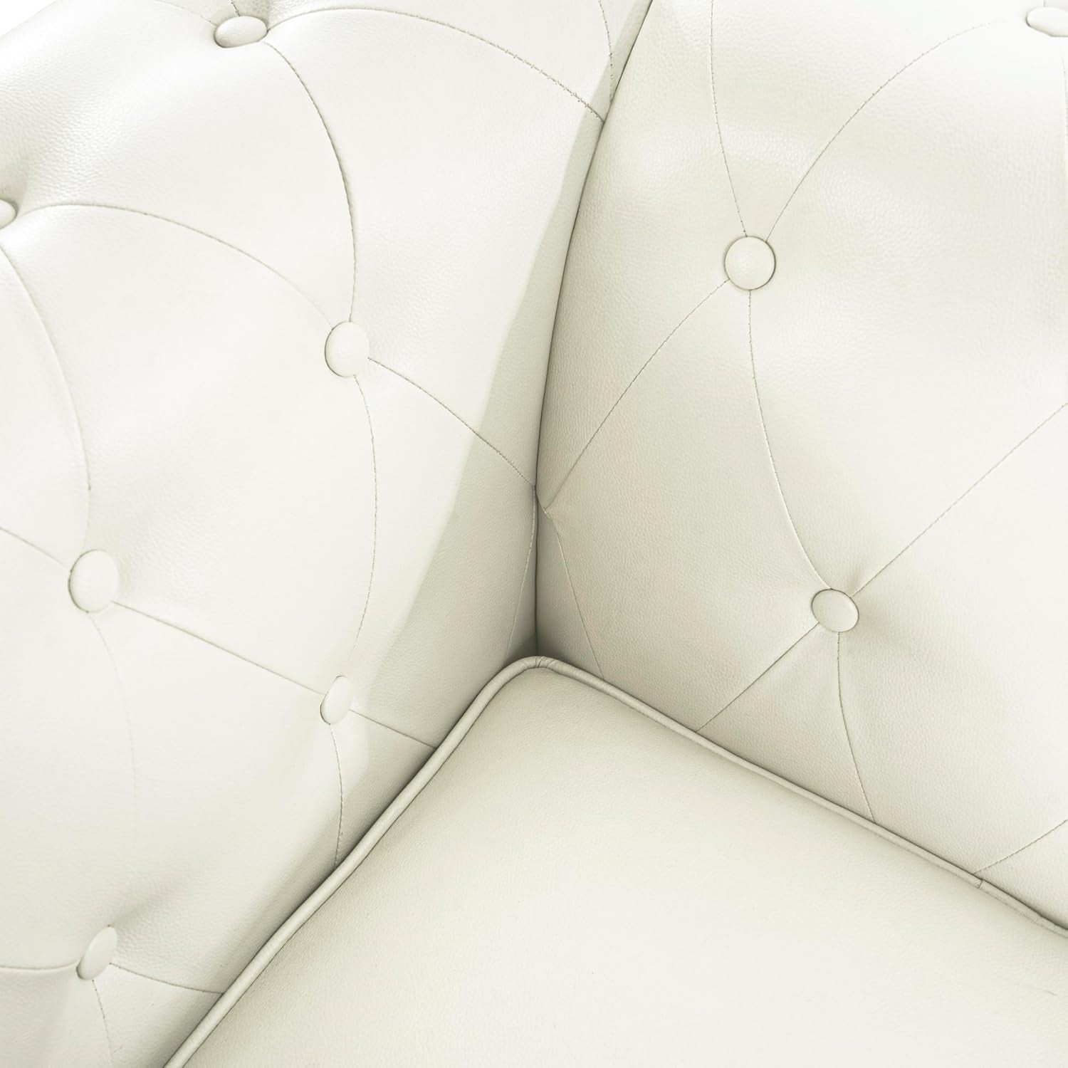 Emery Chesterfield 3 Piece Sofa Set Off White Tufted Design