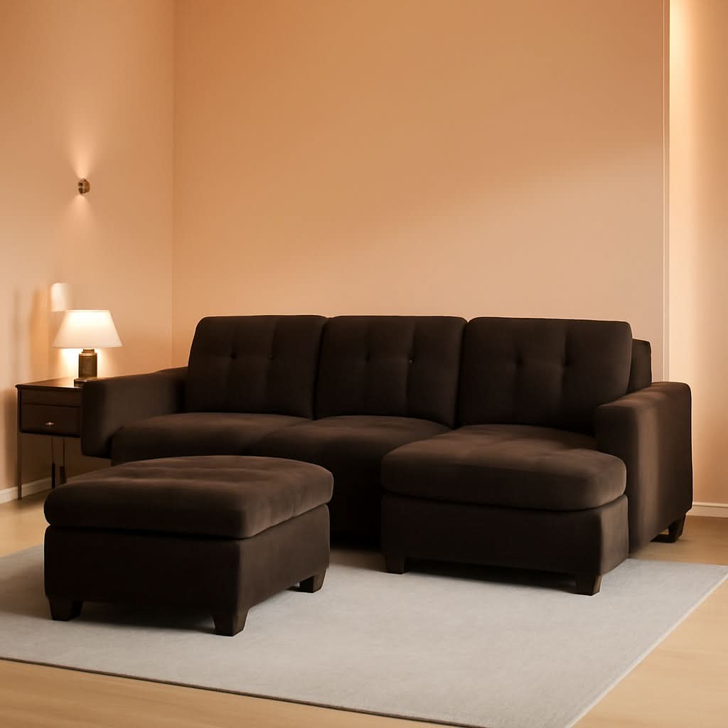 Emilio 2 Piece Reversible Sectional Sofa Chocolate