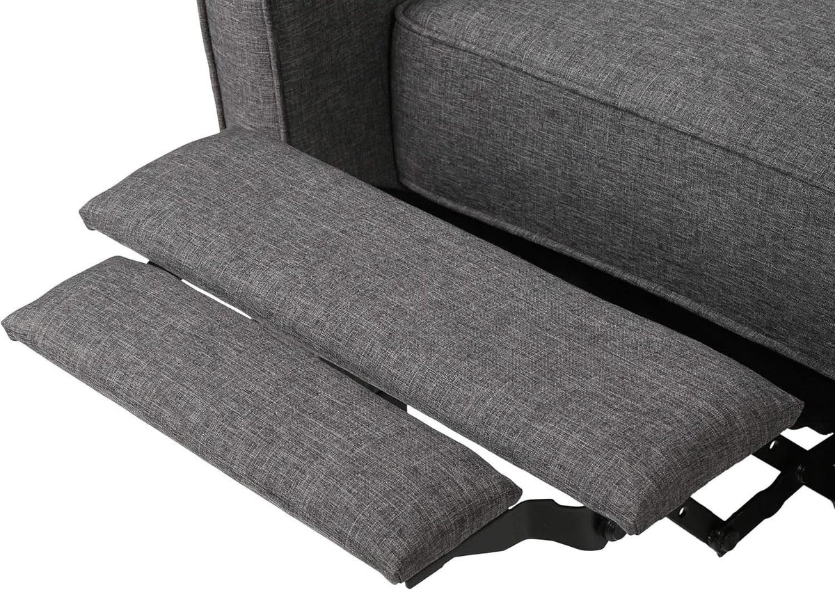 Emmie Fabric Recliner Set Of 2 In Smoke And Dark Brown