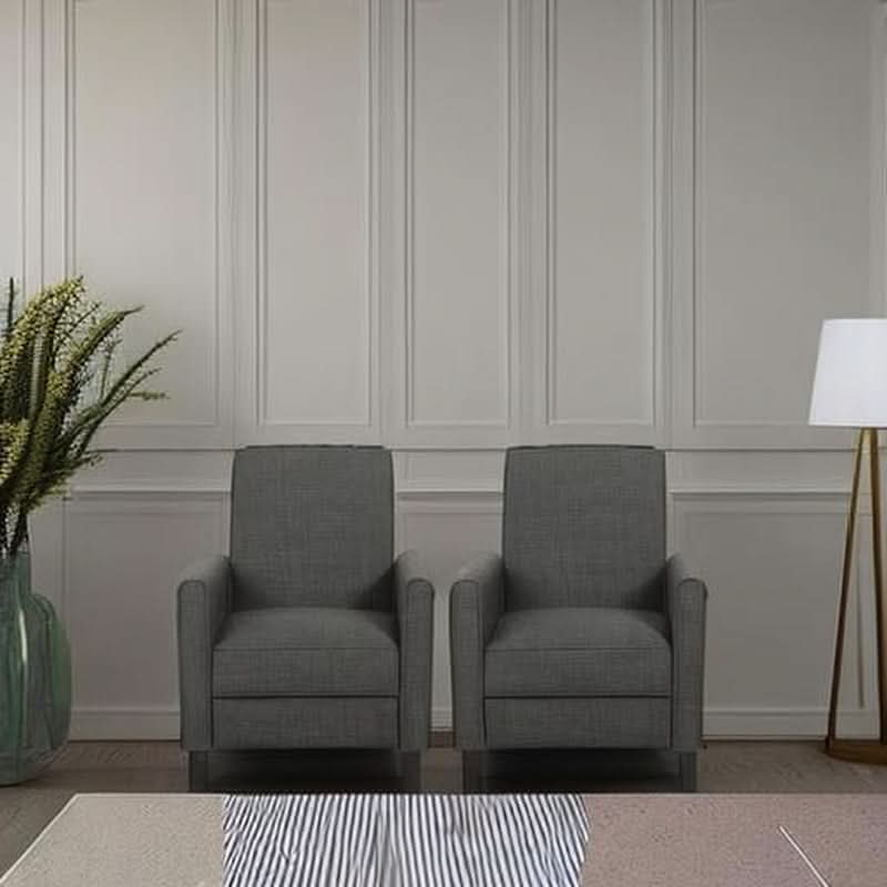 Emmie Fabric Recliner Set Of 2 Moss Gray Recliners