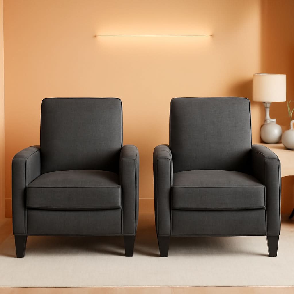 Emmie Fabric Recliner Set Of 2 Moss Gray Recliners
