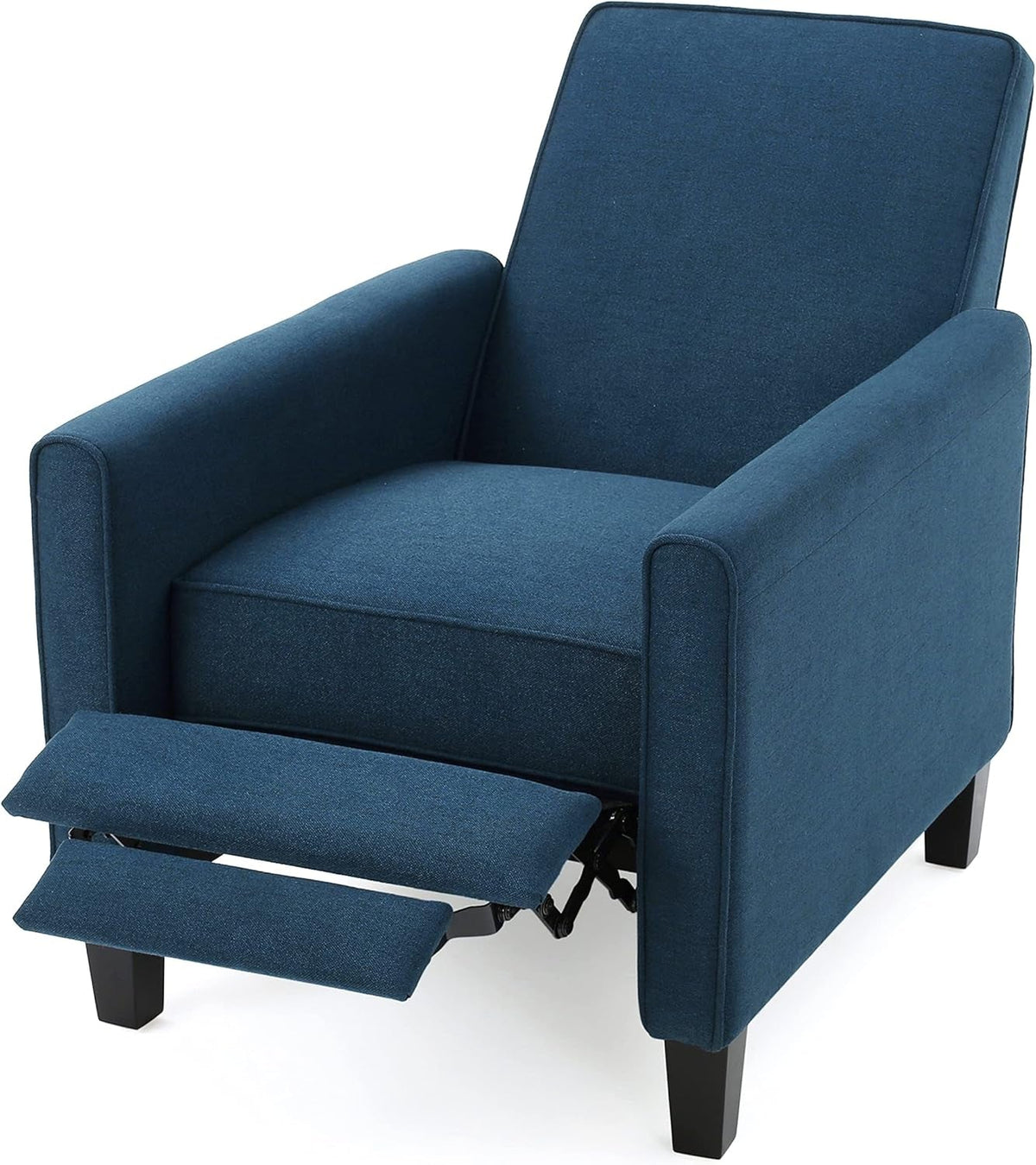 Emmie Navy Blue Fabric Recliner Set Of 2 Low Profile Chairs