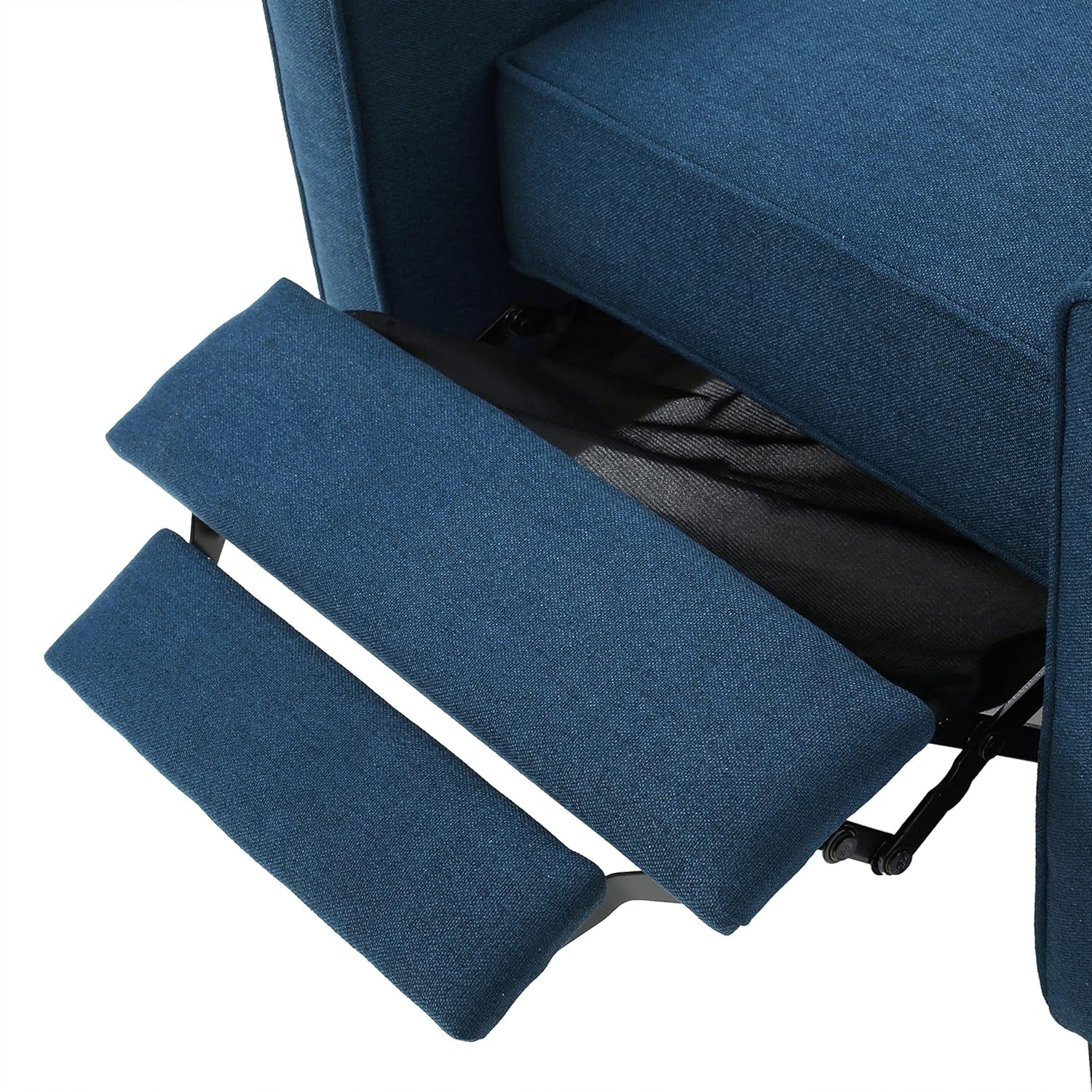 Emmie Navy Blue Fabric Recliner Set Of 2 Low Profile Chairs
