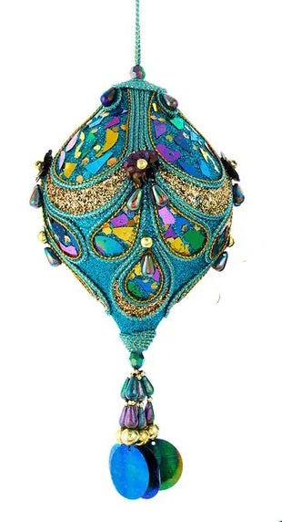 Enchanting Peacock Onion-Shaped Ornament