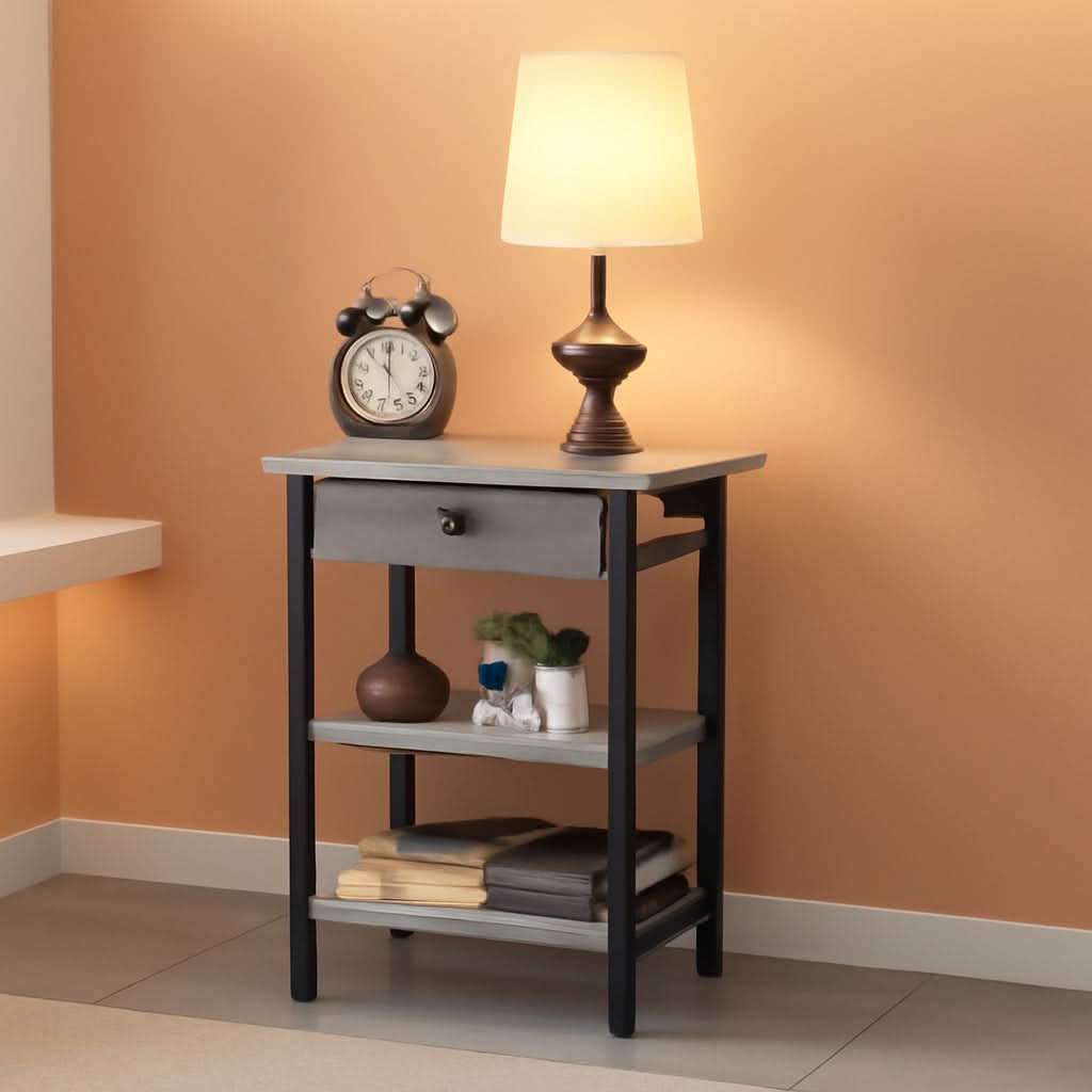 End Table With Vertical Charging Station And USB Outlets Greige