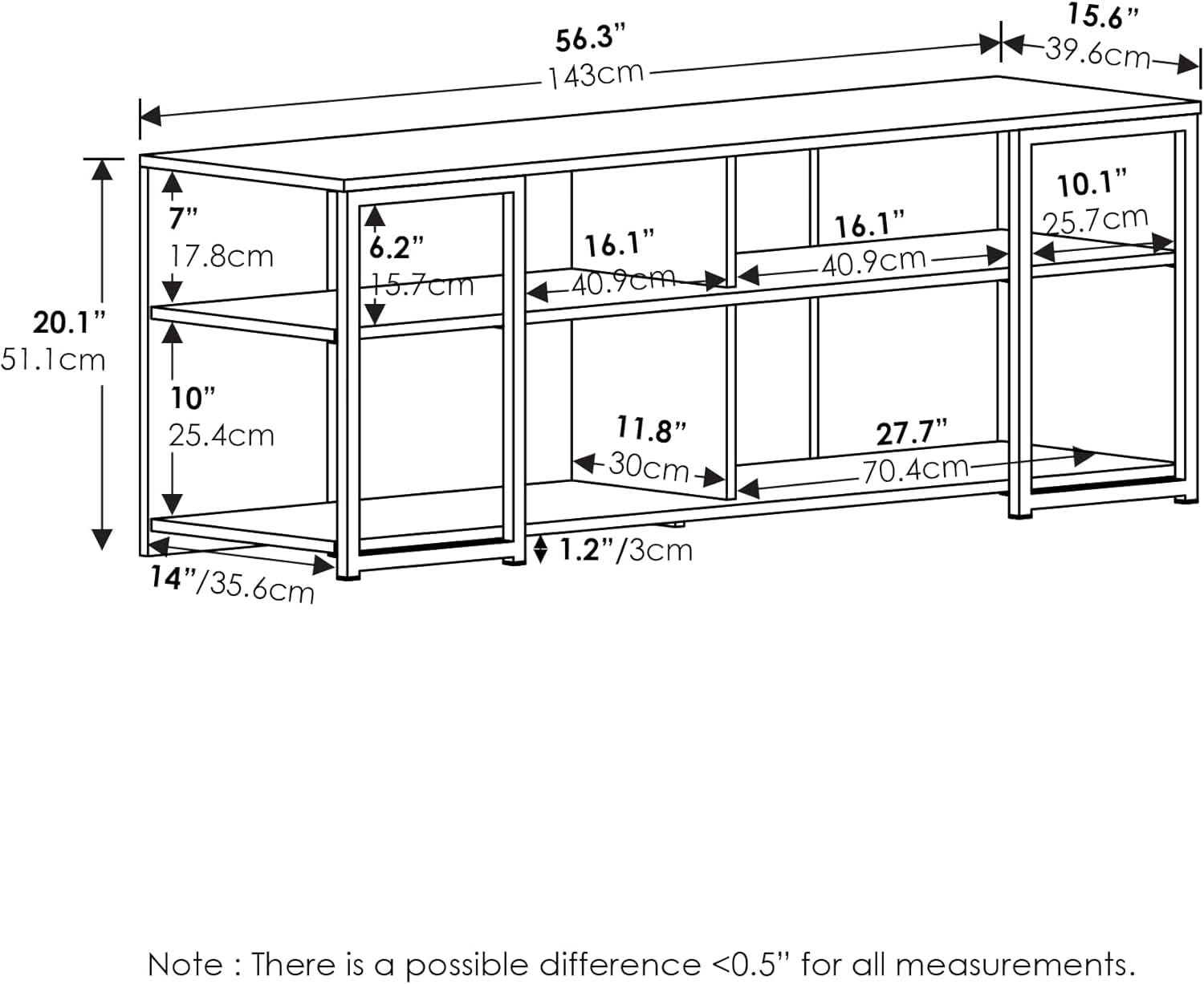 Entertainment Center TV Stand 65 Inch With Metal Frame Americano Black