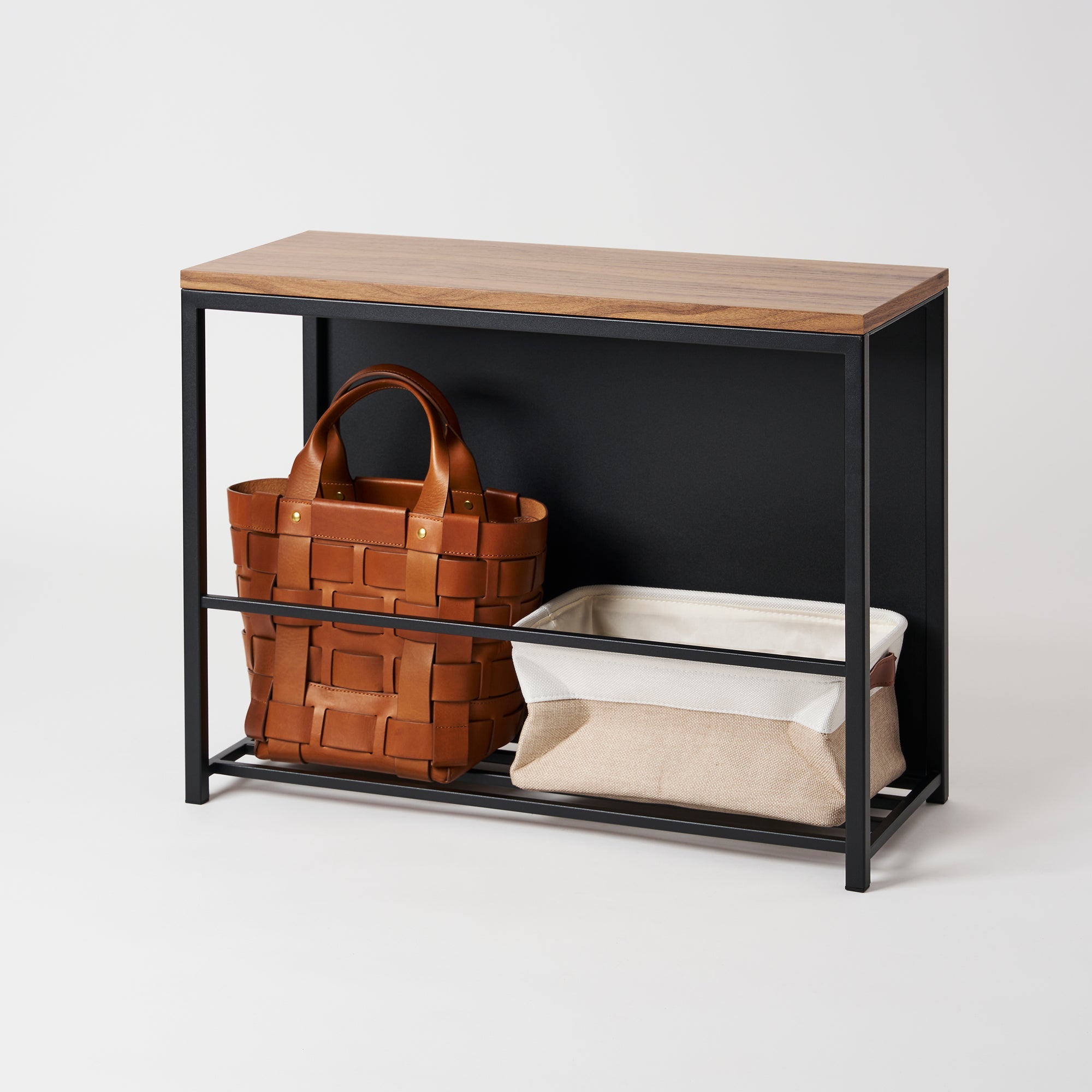 Entryway Storage Organizer & Bench (18" H) - Steel + Wood
