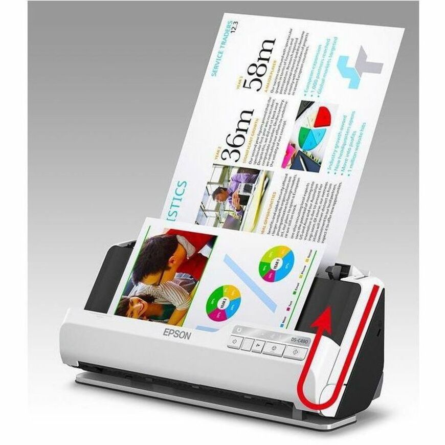 Epson DS-C490 Sheetfed Scanner - 600 dpi Optical - 10-bit Color - 40 ppm (Mono) - 40 ppm