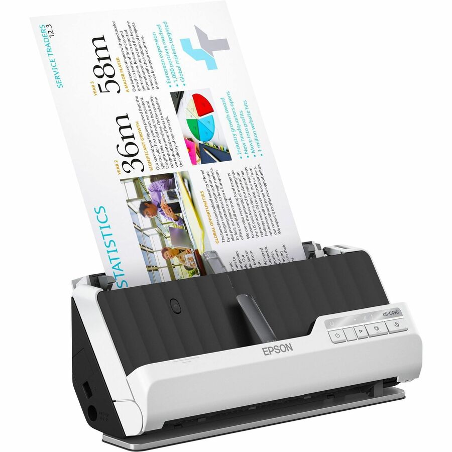 Epson DS-C490 Sheetfed Scanner - 600 dpi Optical - 10-bit Color - 40 ppm (Mono) - 40 ppm