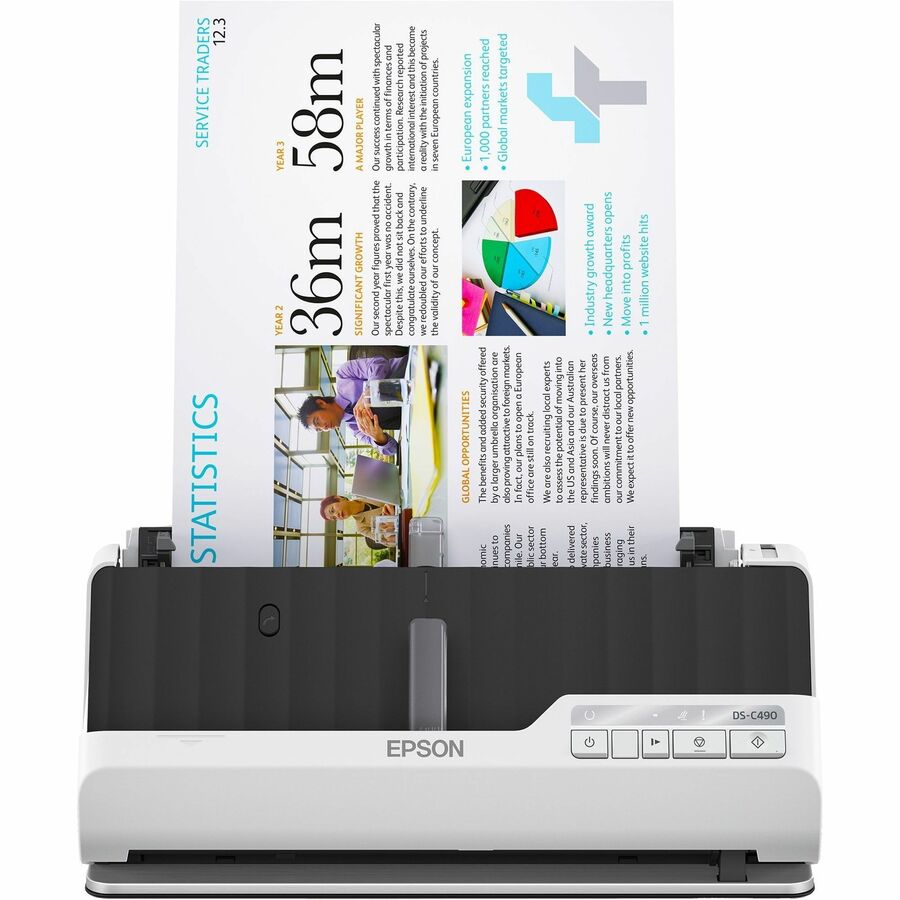 Epson DS-C490 Sheetfed Scanner - 600 dpi Optical - 10-bit Color - 40 ppm (Mono) - 40 ppm