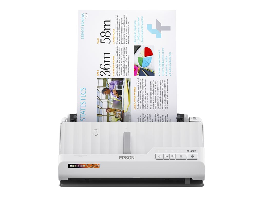 Epson RapidReceipt RR-400W - Sheetfed scanner - Contact Image Sensor (CIS) - A4 - 600 dpi x 600 dpi - ADF (20 sheets) -