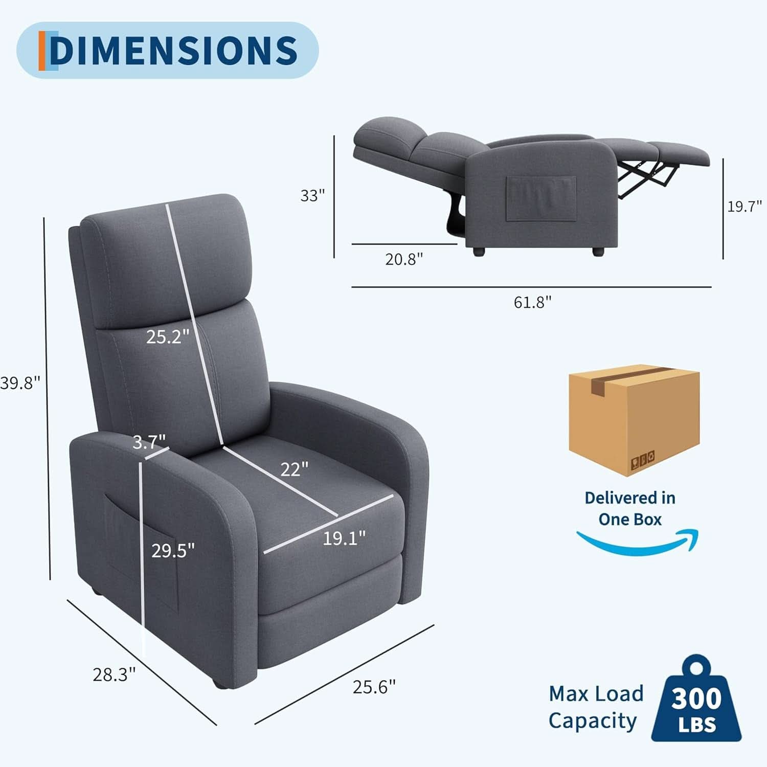Ergonomic Adjustable Recliner Chair With Tall Back