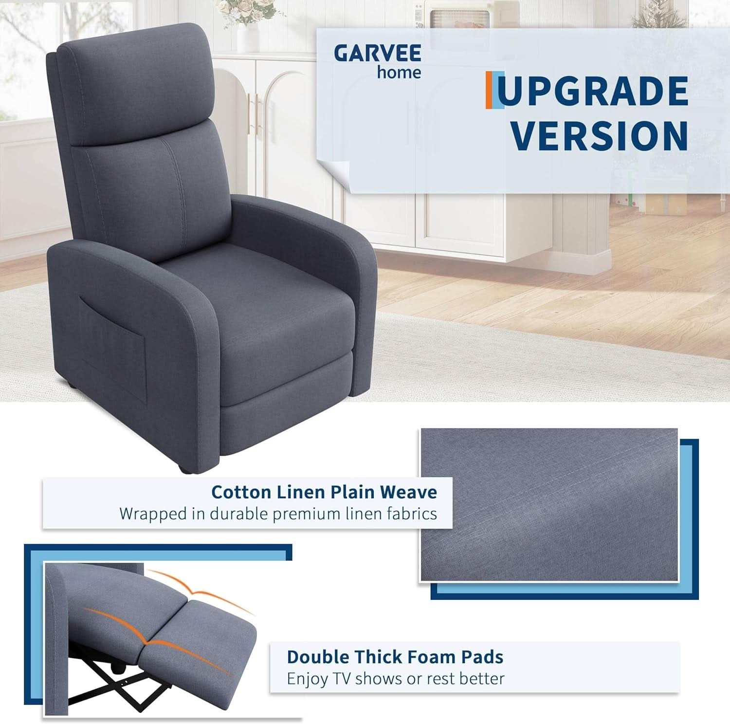 Ergonomic Adjustable Recliner Chair With Tall Back