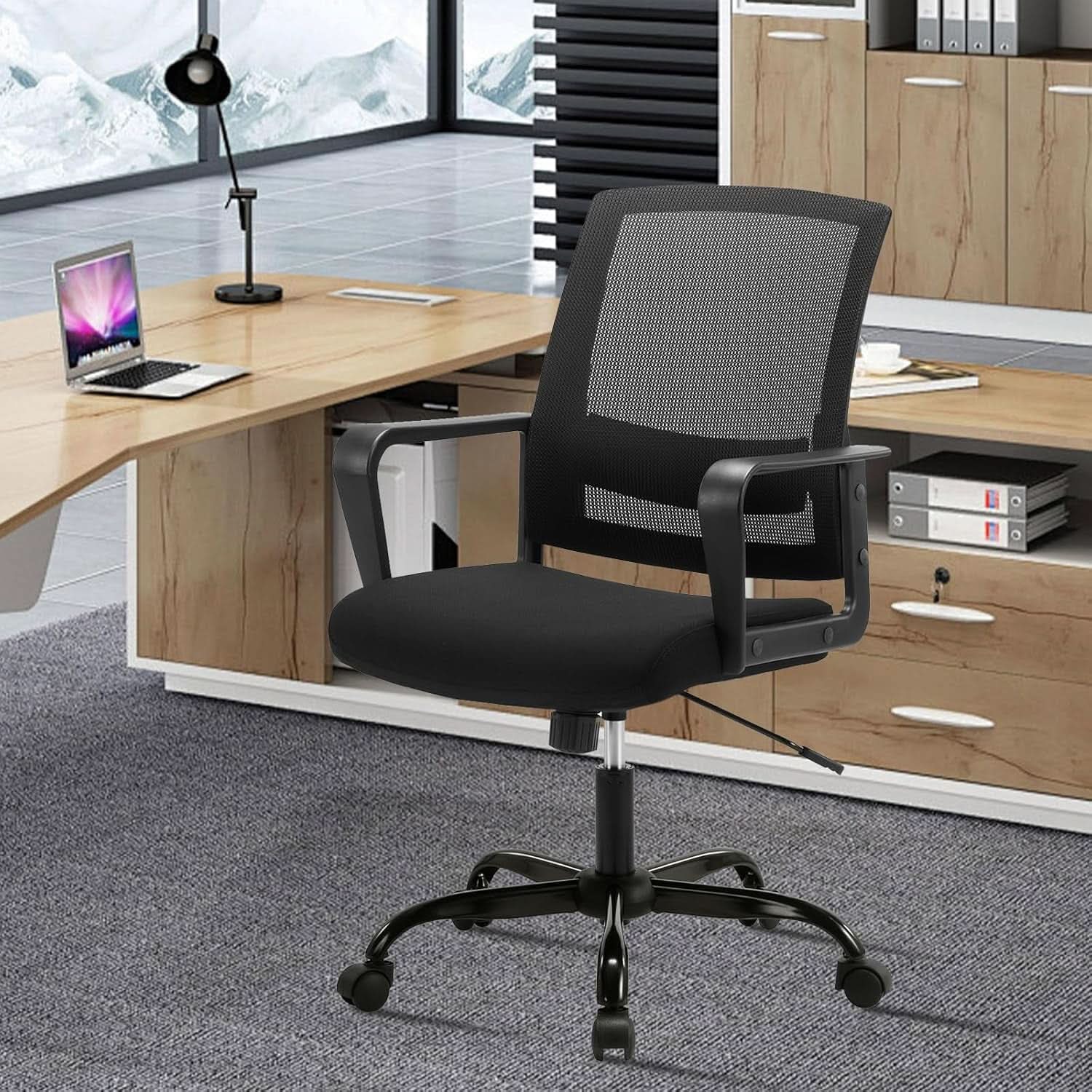 Ergonomic Black Mesh Office Chairs 4 Pack Lumbar Support