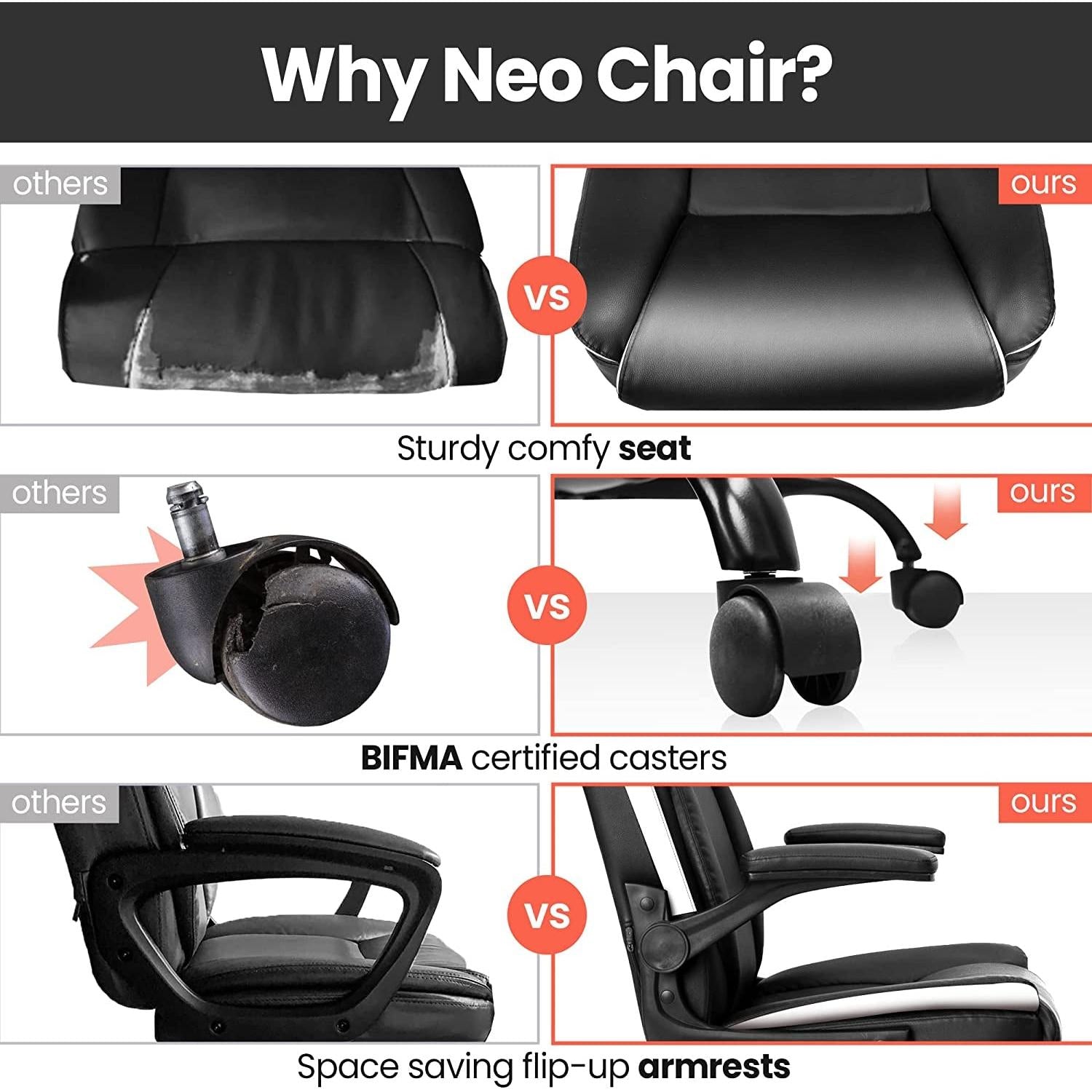 Ergonomic Black Office Chair With Flip Up Armrests
