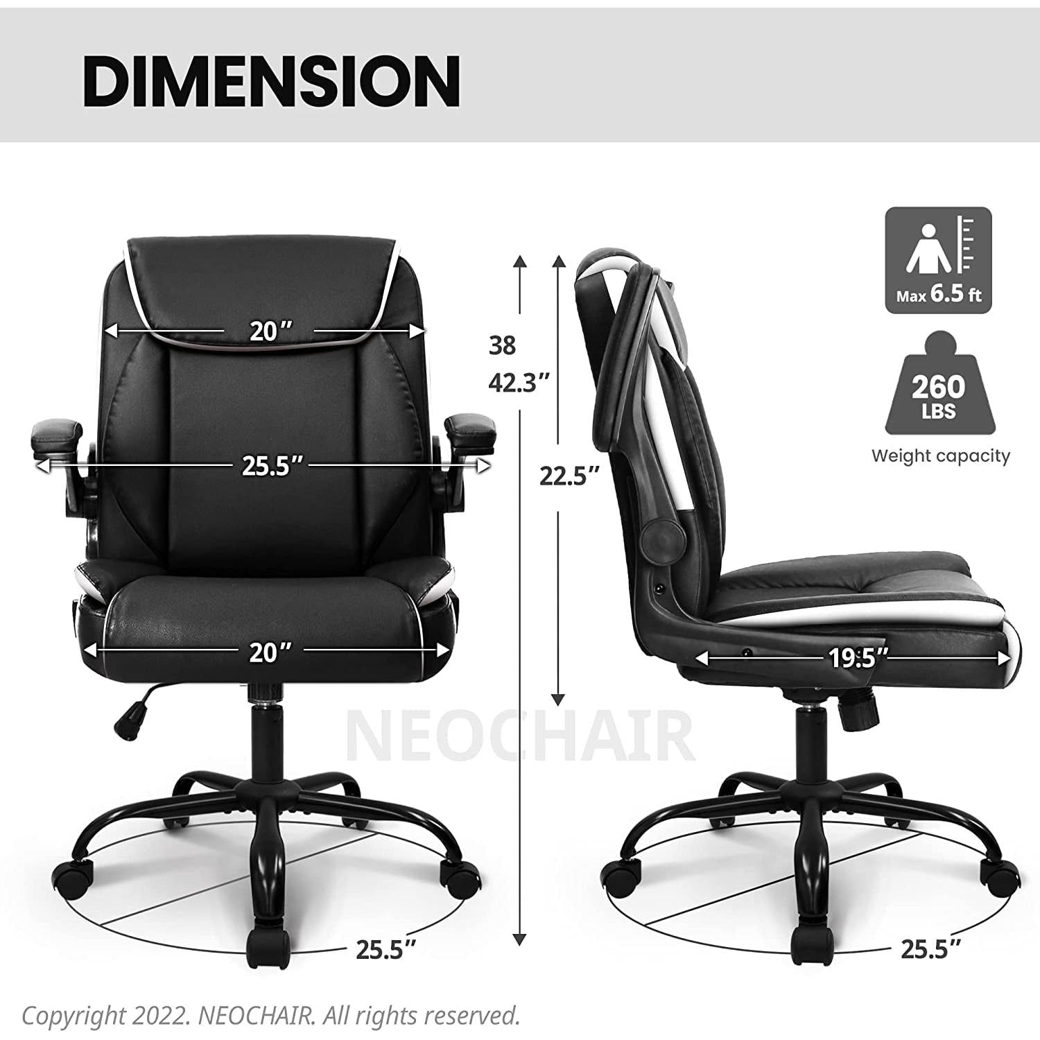 Ergonomic Black Office Chair With Flip Up Armrests
