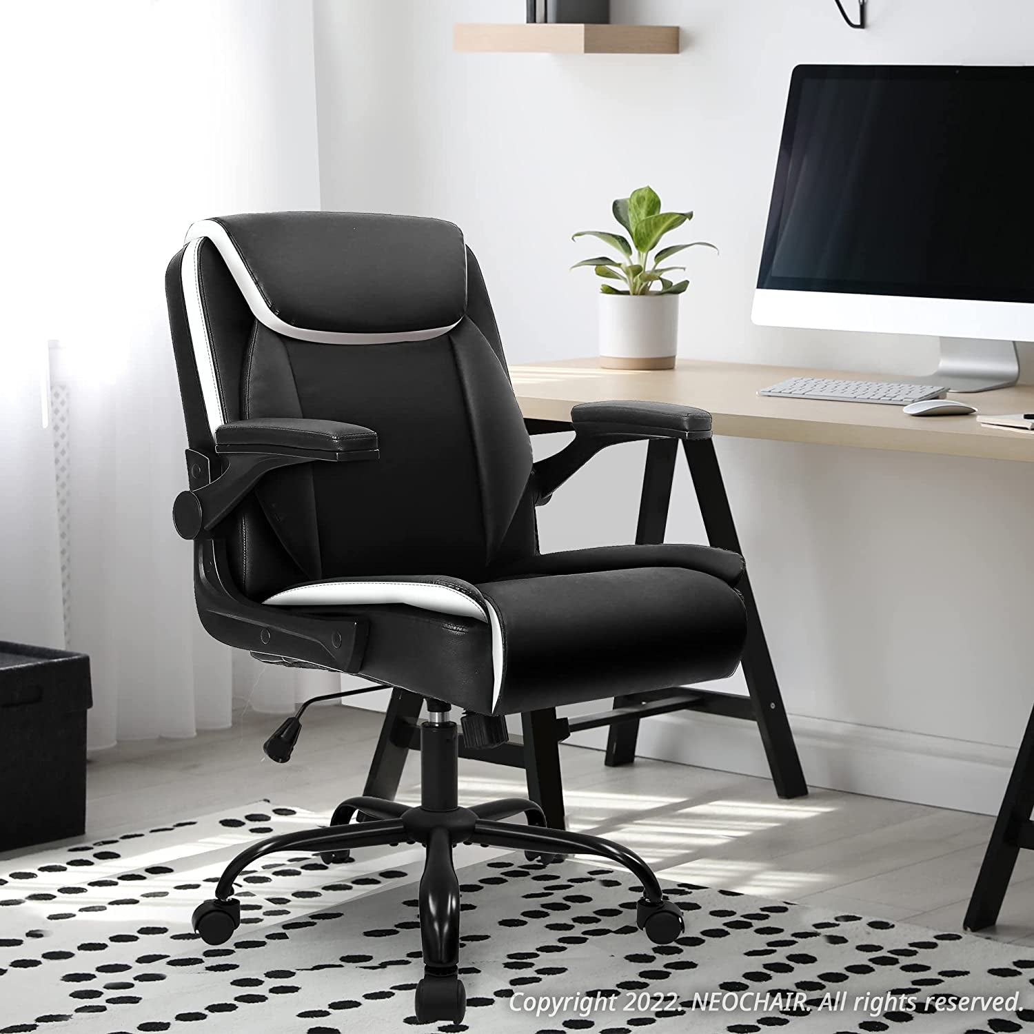 Ergonomic Black Office Chair With Flip Up Armrests