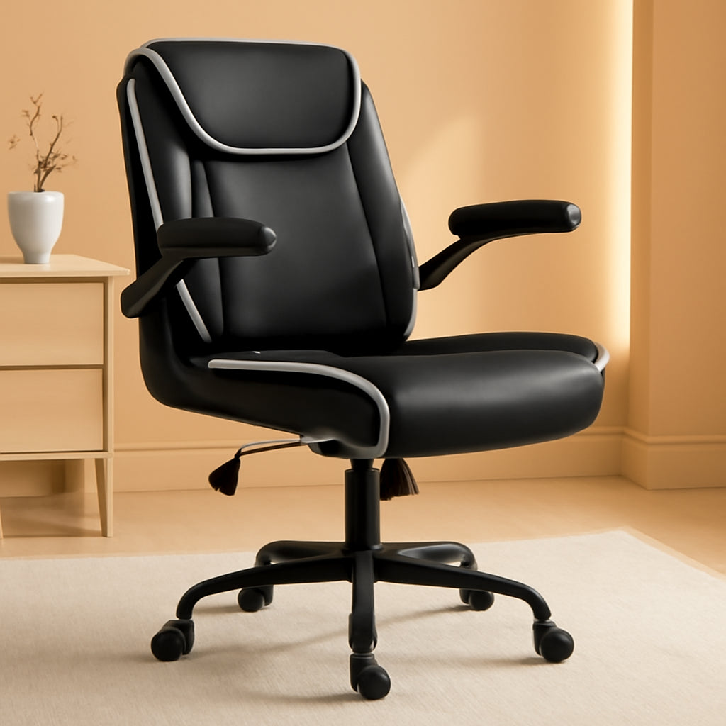 Ergonomic Black Office Chair With Flip Up Armrests