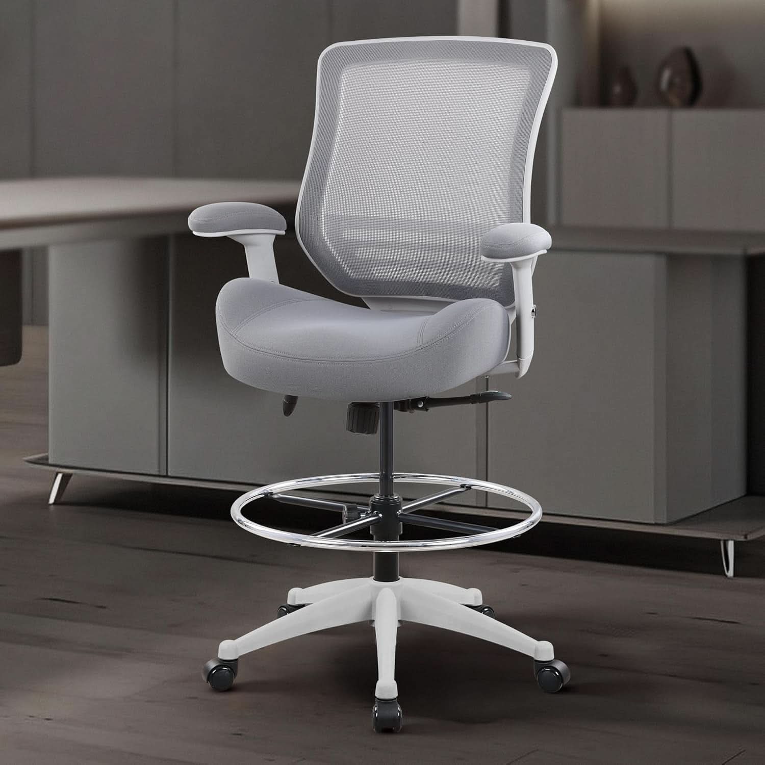 Ergonomic Drafting Chair 400Lb Capacity With Adjustable Foot Ring