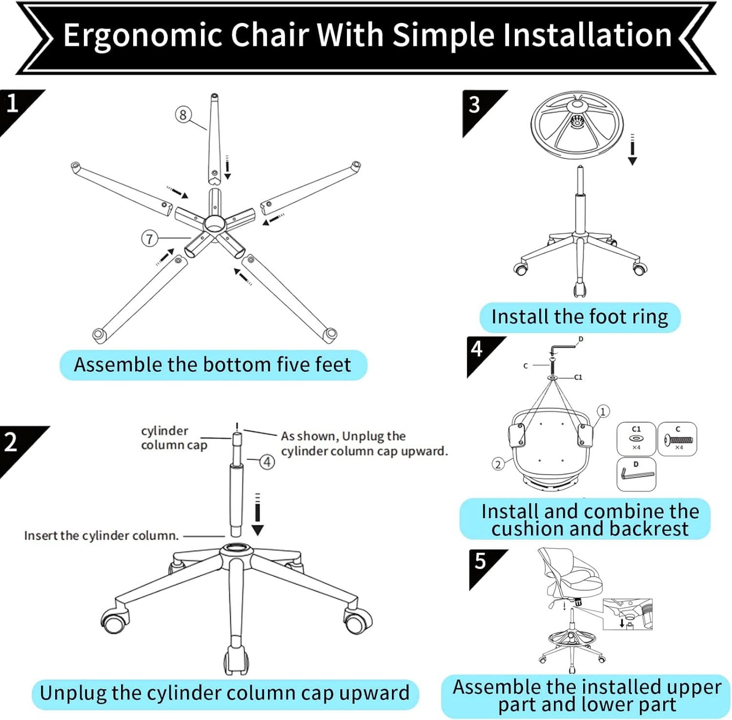 Ergonomic Drafting Chair Pink With Lumbar Support All Day