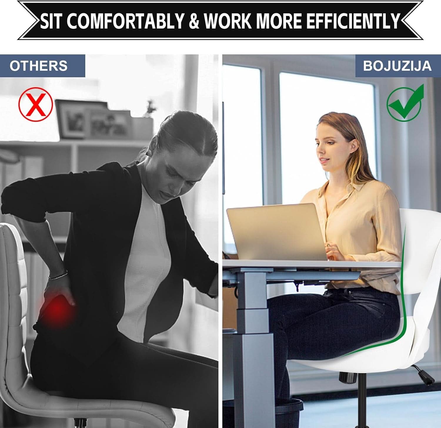 Ergonomic Drafting Chair With Lumbar Support And White Finish