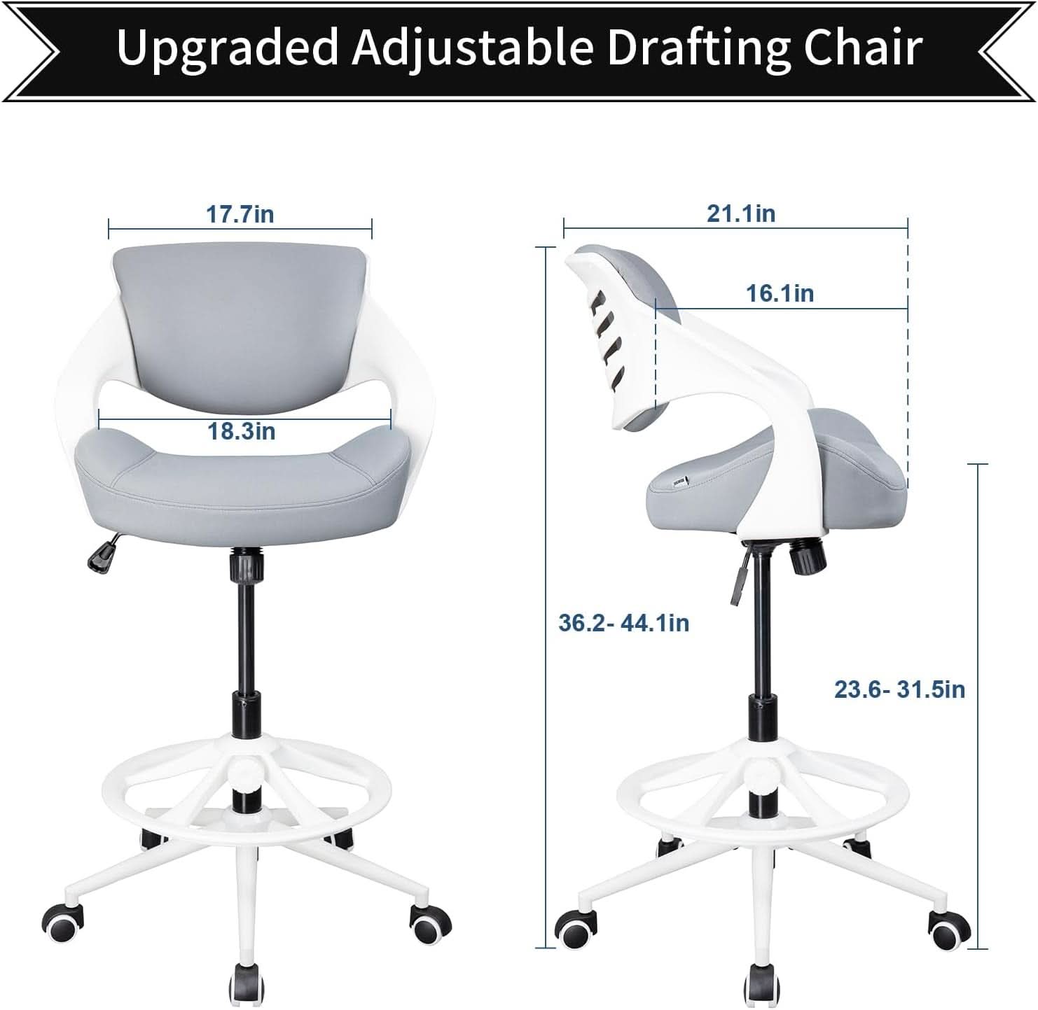 Ergonomic Drafting Chair With Lumbar Support Grey Office