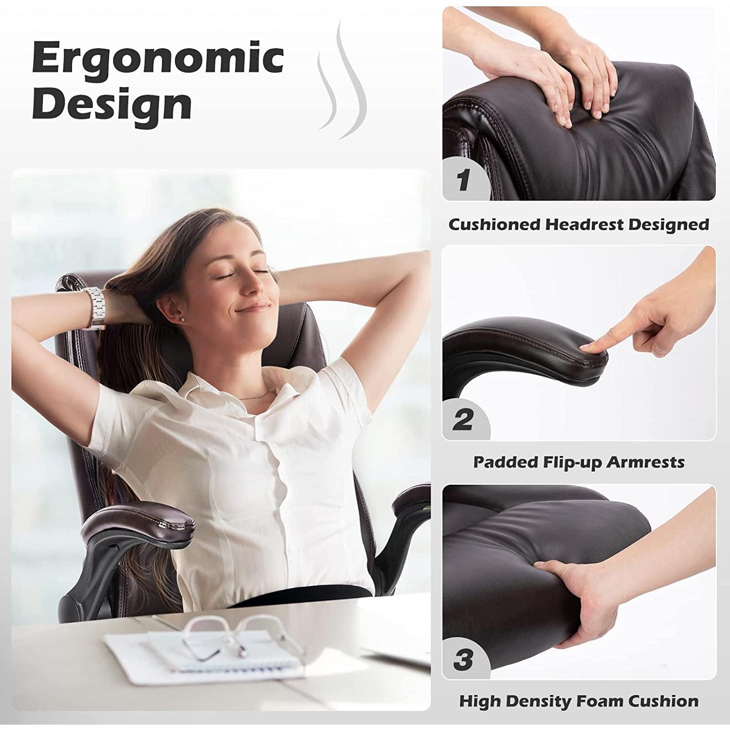 Ergonomic Executive Chair High Back Bonded Leather