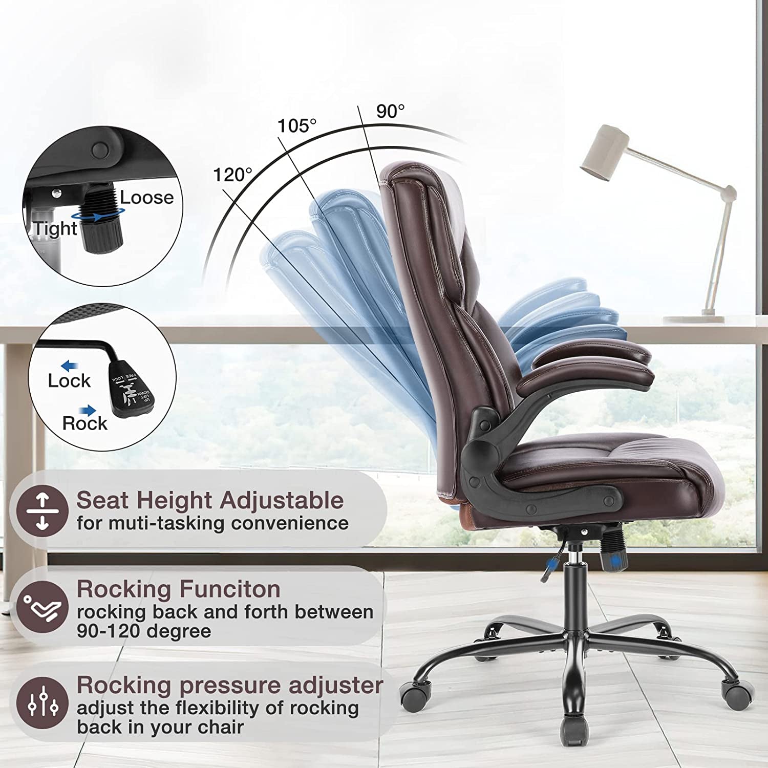 Ergonomic Executive Chair High Back Bonded Leather