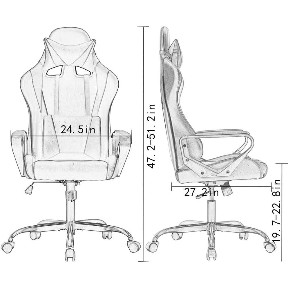 Ergonomic Gaming Chair White With Lumbar Support High Back