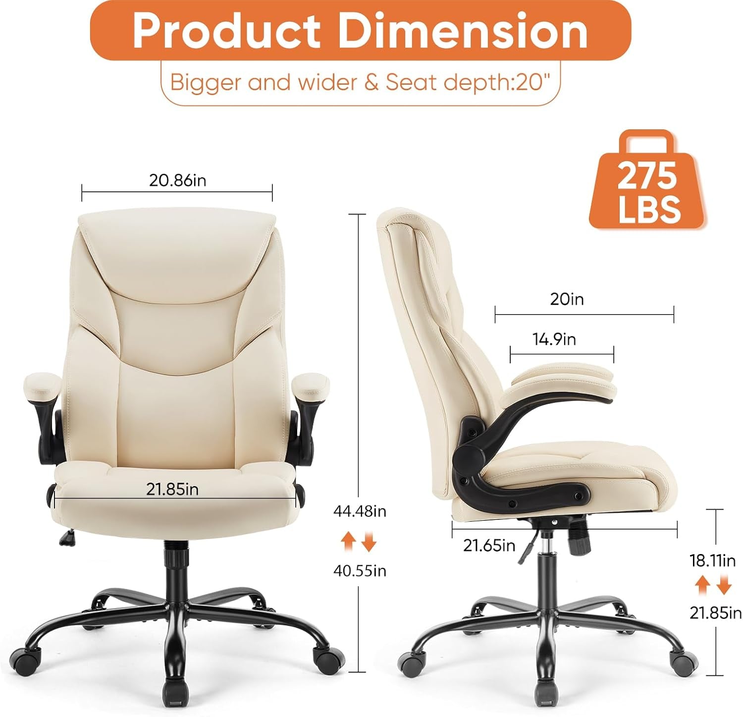 Ergonomic Gaming Chair With Flip Up Arms And PU Leather