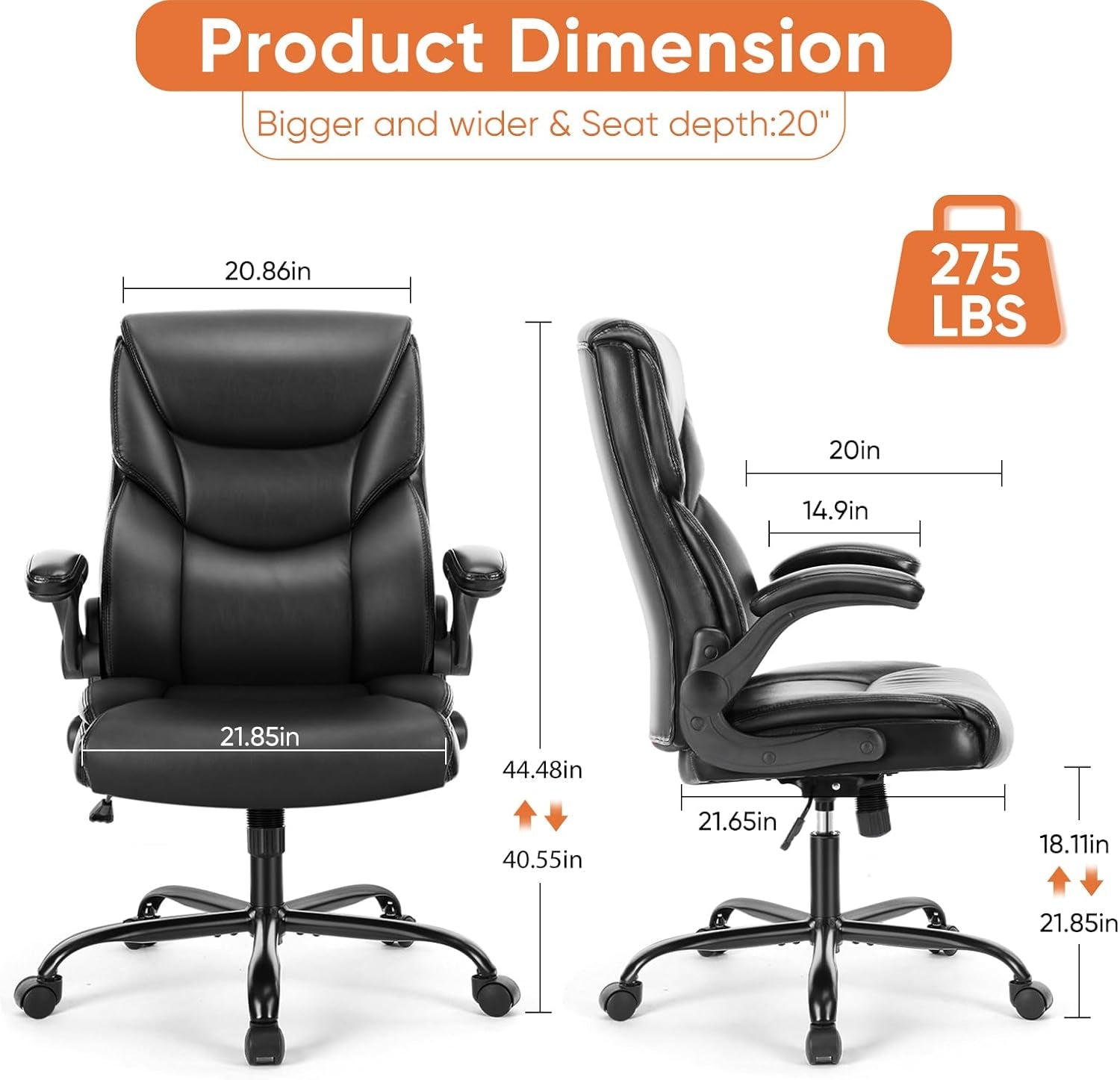 Ergonomic Gaming Chair With Flip Up Arms PU Leather