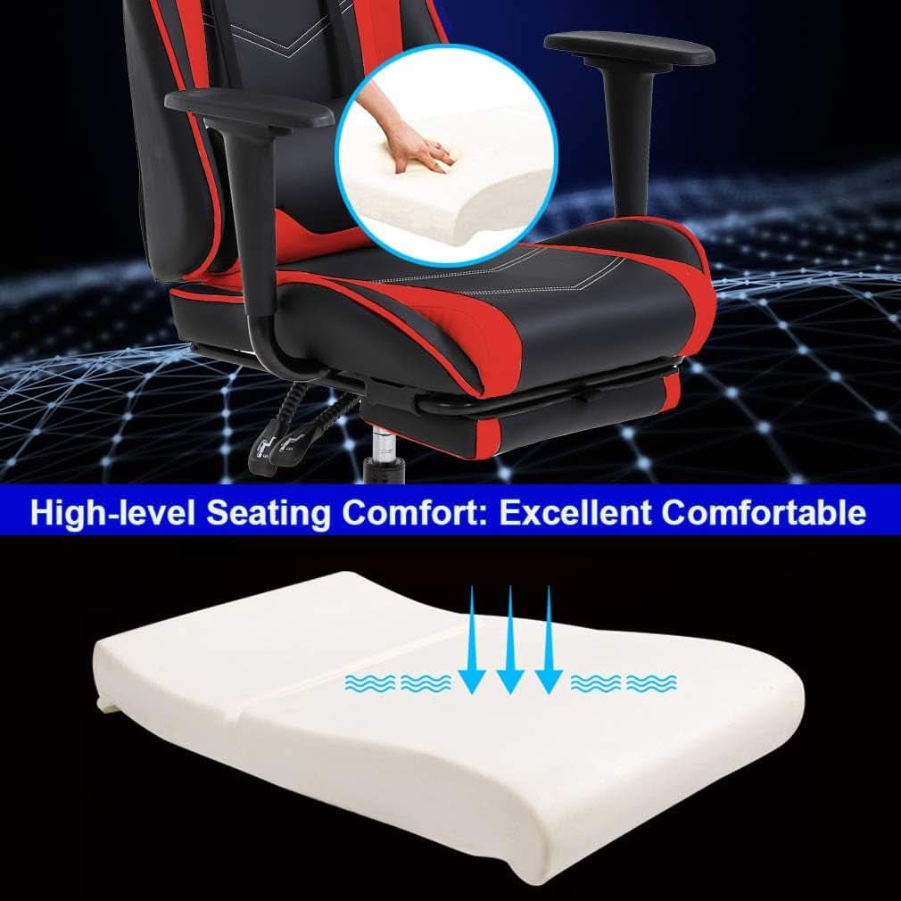 Ergonomic Gaming Chair With Footrest And Lumbar Support Red
