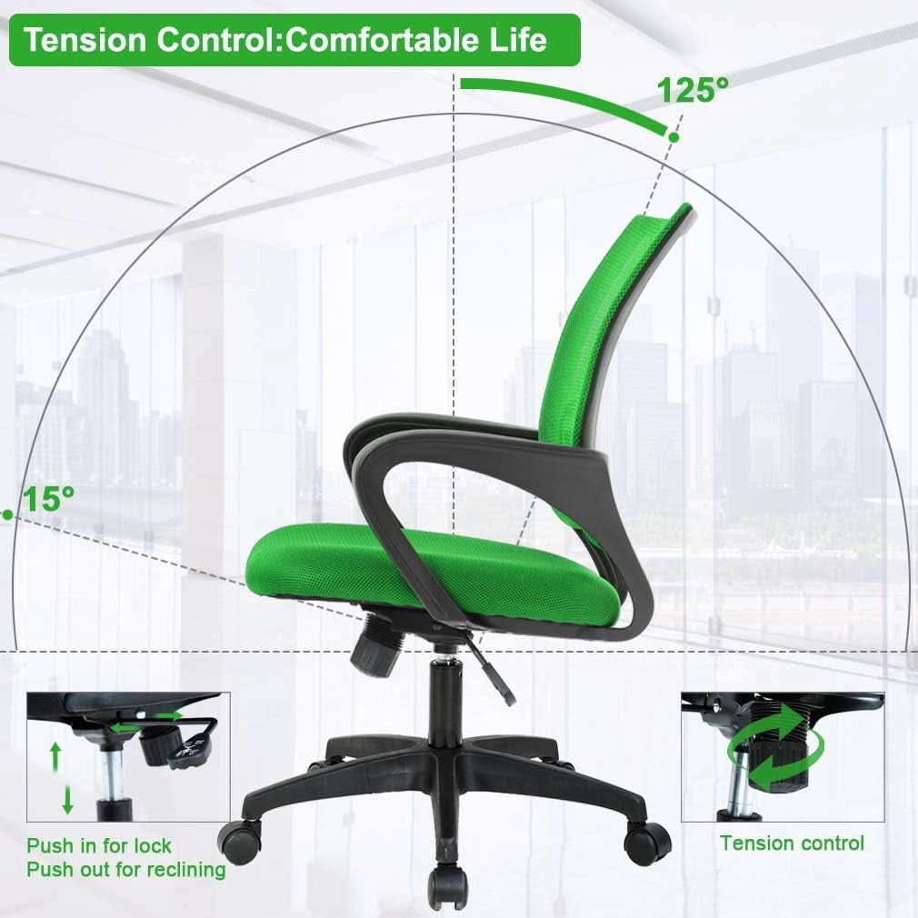 Ergonomic Green Mesh Office Chair With Lumbar Support