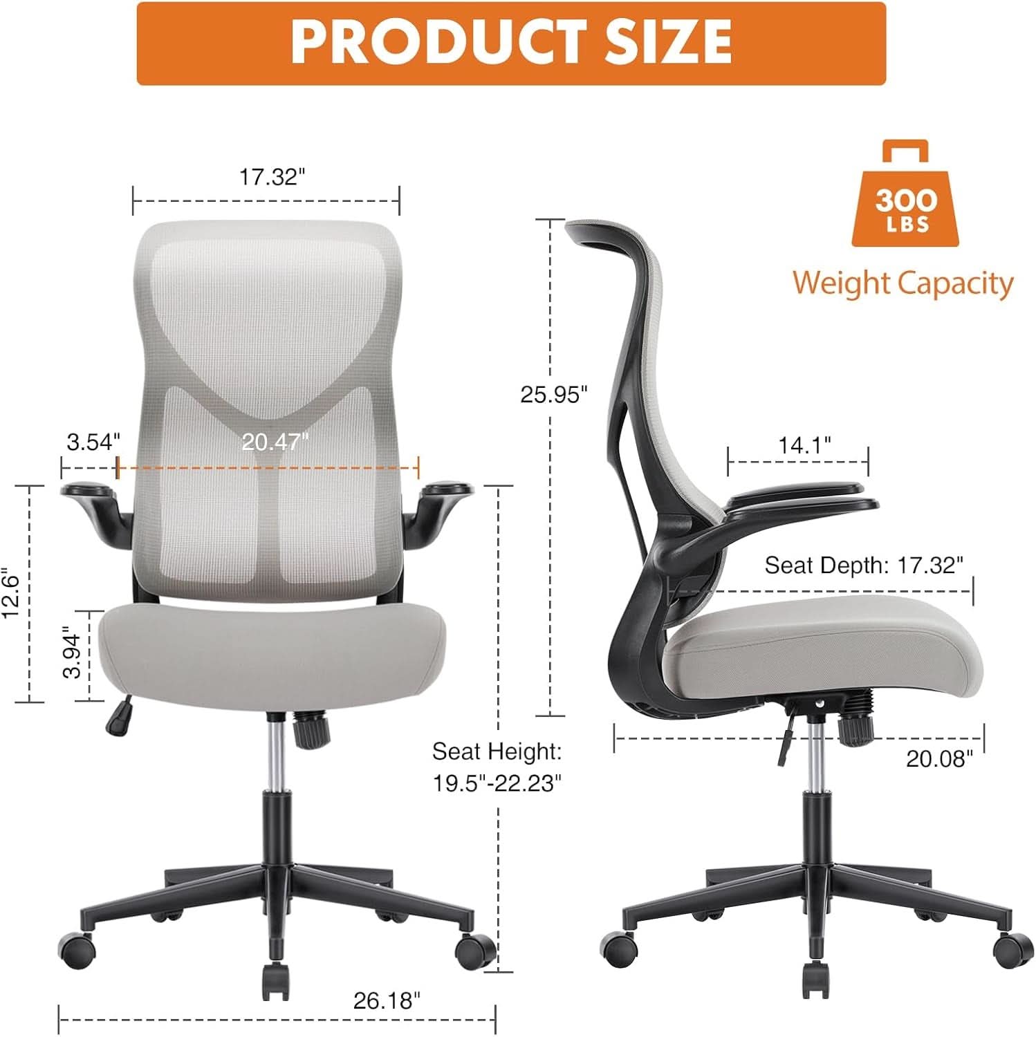 Ergonomic High Back Mesh Office Chair With Lumbar Grey