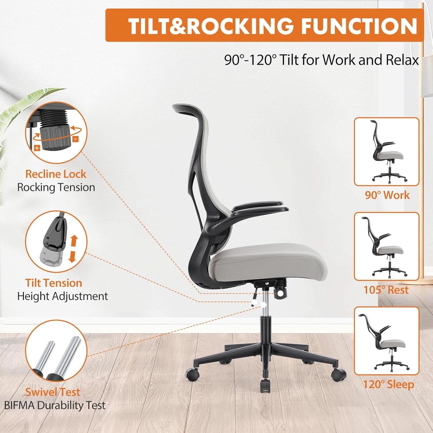 Ergonomic High Back Mesh Office Chair With Lumbar Grey